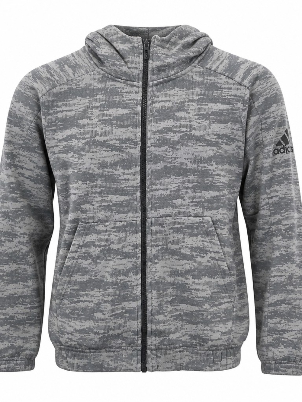 Adidas Kids Gray Heather Print Full Zip Fleece Hoodie Jacket